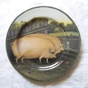 Block Indonesia Country Farm by Gear 8” Plate with Pigs on Farm
